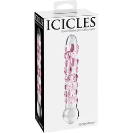 Icicles Glasdildo „No. 7“, 17,8 cm, mit Stimulationsnoppen, transparent