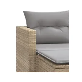 vidaXL Gartensofa 2-Sitzer mit Hockern Beige Poly Rattan