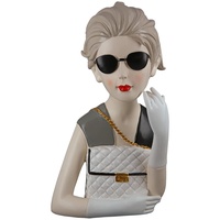 GILDE Deko Poly Skulptur Figur Lady mit Handtasche - Dekoration Wohnzimmer - Höhe 29 cm, 37196, Grau