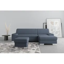 Ecksofa DOMO COLLECTION "Anzio L-Form", blau, B:271cm H:85cm T:160cm, Sofas, wahlweise mit Bettfunktion und Federkern