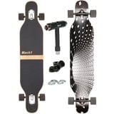 Mach1 Longboard aus Bambus mit Keramik Kugellager - Camber Drop Through Cruiser Board (Spar-Set inkl. T-Tool und extra Bushings, Longboard + T-Tool + 4er Set 85A Bushings), Twin Tip silberfarben