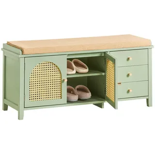SoBuy Schuhbank, Grün, Holzwerkstoff, 100x46x34 cm, Garderobe, Garderobenbänke, Schuhbänke