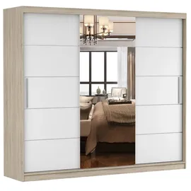fabryka mebli idźczak Schwebetürenschrank 250 x 218 x 61 cm Braun/Weiß