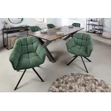 Riess-Ambiente Stuhl PAPILLON - dunkelgrün Strukturstoff mit Armlehne Ziersteppung schwarzes Gestell Drehbar