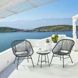 SVITA TULUM Balkon-Möbel 3-tlg. Garten-Möbel Set Balkonstühle mit Tisch Schwarz