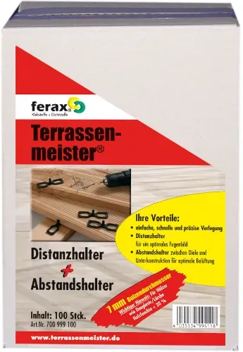 ferax ® Terrassenmeister Distanz- / Abstandshalter 7 mm-Bolzen Menge 100