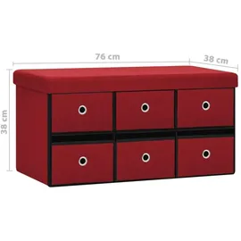 vidaXL Sitzbank Faltbar Weinrot 76 x 38 x 38 cm