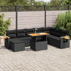 vidaXL Garten-Lounge-Set 9-tlg. schwarz