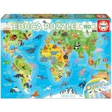 Educa - Kinderpuzzle Weltkarte | 150 Teile Lernpuzzle | Weltkarte Kinder, Landkarte Lernspielzeug | ab 6 Jahren (18115)