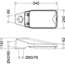 Schuch Außenleuchte LED 42 L50 VARIO grau 35W 1310lm