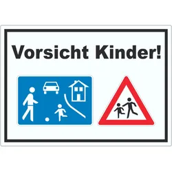 Vorsicht Kinder Spielstrasse Aufkleber A7 (74x105mm)