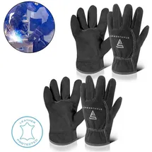 STAHLWERK 2 x Schweißerhandschuhe hitzebeständig aus hochwertigem Spaltleder