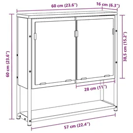 vidaXL Badezimmerspiegelschrank mit Tür Schwarze Eiche 60 x 16 x 60 cm