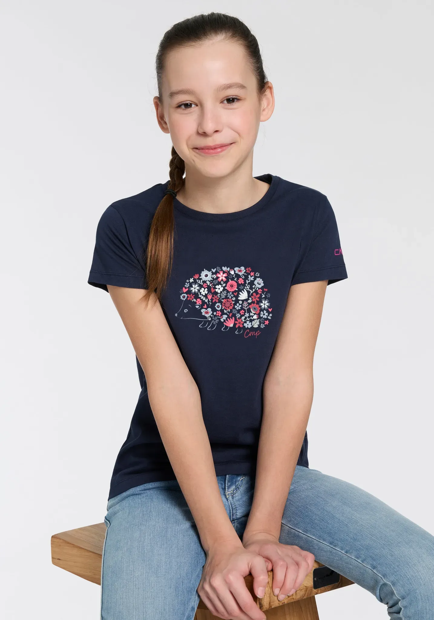 T-Shirt CMP, Mädchen, Gr. 128/134, schwarz (schwarz blau), Obermaterial: 100% Baumwolle, Shirts T-Shirt, für Kinder