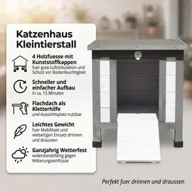 MuCoLa Katzenhaus Weiß/grau Katzenhütte Outdoor Katzenhöhle Wurfkiste Holz Katzen Haus