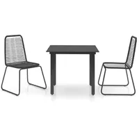 vidaXL 3-tlg Garten-Essgruppe PVC Rattan Schwarz