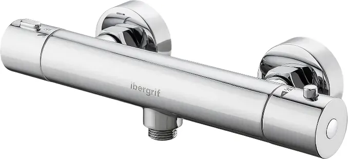 Ibergrif Thermostatische Duschsäule Zwei Ausgänge, Wandmontierte Duscharmatur, Anti-Verbrennungsschutz, Unten 1/2