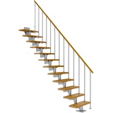 DOLLE Mittelholmtreppe Cork (Breite: 79 cm, Gerade, Perlgrau, Farbe Stufen: Eiche, Natur, Geschosshöhe: 278 – 337 cm)