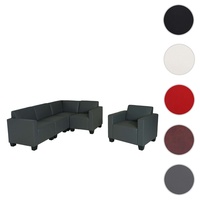 Modular Sofa-System Couch-Garnitur Lyon 4-1, Kunstleder ~ dunkelgrau
