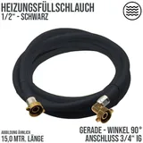 15 m Heizungs Füll Wasser Heizkörper Radiator Sanitär Schlauch schwarz - 3/4 Ge..."