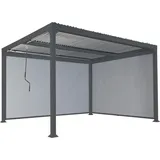 Alu Pergola HHG 789 mit 2x Seitenwand, Lamellen-Pavillon, stabiles 8cm-Metall-Gestell 3x3,7m anthrazit