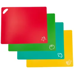 Intirilife 4x Schneidebretter flexible Schneidematte in bunten Farben - 37.8 x 30.2 cm - Größe mit Lebensmittelsymbol Rutschfest BPA-frei