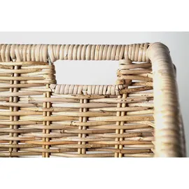 Kobolo Kaminholzwagen Rattan mit Leinenstoff grau