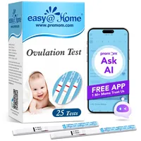 Easy@Home 25 Ovulationstest Kinderwunsch Fruchtbarkeitstest für Frauen Eisprung 25 mIU/ml, Zuverlässige Zyklus- und Fruchtbarkeit Überwachung mit Premom Ovulation APP, 25 LH Test