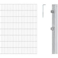 GAH Alberts Doppelstabmattenzaun 14 m x 180 cm Silber/Stahl
