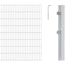 GAH Alberts Doppelstabmattenzaun 14 m x 180 cm Silber/Stahl