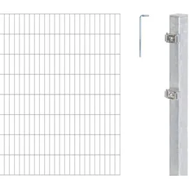 GAH Alberts Doppelstabmattenzaun 14 m x 180 cm Silber/Stahl