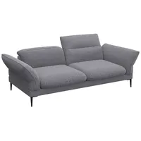 flexlux 2,5-Sitzer Salino, Funktionssofa, Relaxsofa, Sofa mit Arm- und Kopfteil-Verstellungen, Kaltschaum & Stahl-Wellen grau