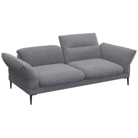 flexlux 2,5-Sitzer Salino, Funktionssofa, Relaxsofa, Sofa mit Arm- und Kopfteil-Verstellungen, Kaltschaum & Stahl-Wellen grau