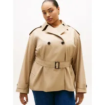 Tommy Hilfiger Curve Bikerjacke TOMMY HILFIGER CURVE "CRV COTTON SHORT TRENCH", Damen, Gr. 52, beige, Web, Obermaterial: 100% Baumwolle, unifarben, regular fit normal, Jacken, in großen Größen