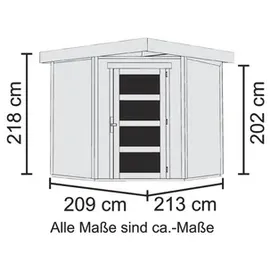 Woodfeeling Schwandorf 3 4,33 x 2,13 m natur inkl. Anbaudach, Seiten- und Rückwand