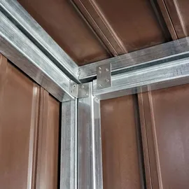 MCW 1er WPC-Mülltonnenverkleidung MCW-J28, Premium Mülltonnenbox, Metall Holzoptik, erweiterbar ~ Gartenschrank, J28-1er