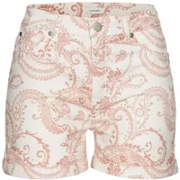 LASCANA Jeansshorts Damen creme-koralle bedruckt Gr.42