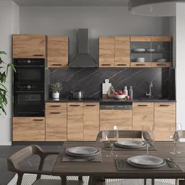 Vicco Küchenzeile R-Line 300 cm Goldkraft Eiche/Anthrazit