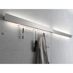 Gera-Leuchten Garderobenleuchte GL 8 Wandleuchte silber, Designer Thomas Ritt, 9.4x120x7.65 cm