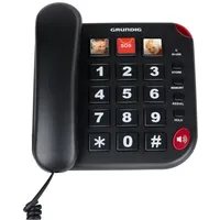 Grundig Senioren Festnetztelefon Senioren mit großen Tasten - Seniorentelefon Festnetz mit Foto-Schnelltasten - Telefon Festnetz - Lautsprecher und SOS-Taste - Schwarz