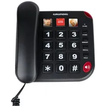 Grundig Senioren Festnetztelefon Senioren mit großen Tasten - Seniorentelefon Festnetz mit Foto-Schnelltasten - Telefon Festnetz - Lautsprecher und SOS-Taste - Schwarz