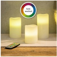 Haushalt International LED-Kerze, 3er Set - Mit Fernbedienung - Farbwechselnd weiß