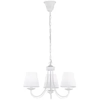 meineWunschleuchte Landhaus Kronleuchter 3-flg. Ø 52 cm Stoffschirme weiß