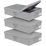 luxuskollektion Unterbettbox 3er 15cm Deckel Griff Decken Kleidung Schuhe Grau3pcs