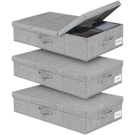 luxuskollektion Unterbettbox 3er 15cm Deckel Griff Decken Kleidung Schuhe Grau3pcs