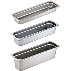 WAS Germany GN Behälter Set ohne Deckel Gastronom 2/4, Chromnickelstahl 18/8, 6 tlg.