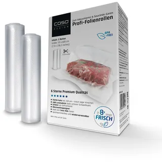 CASO Design CASO 6 Sterne Profi-Folienrollen 20 x 600 cm, 2 Rollen, Vakuumierbeutel für alle Vakuumierer, stark und reißfest ca.150 μm, Vakuumbeutel Lebensmittel Vakuumiergerät, BPA-frei