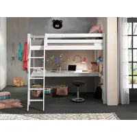 Vipack Hochbett Pino 140 x 200 cm Kiefer massiv weiß lackiert