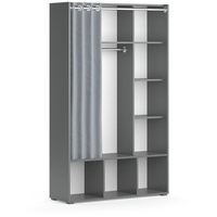 Vicco Kleiderschrank Luigi Grau 106 x 178.1 cm mit Vorhang-Kleiderstange