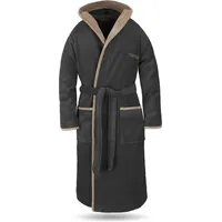 Normani Unisex Baumwoll-Bademantel Rob in Schwarz/Beige | Gr.: XL